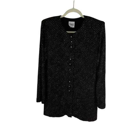 R&M Richards Vintage 1980 Petite Black Sequined Embellished Cardigan Jacket 12P - Picture 7 of 9